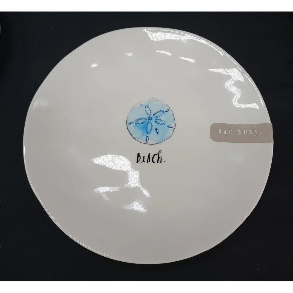 Beach Theme Melamine Snack Dessert Plates Set Sea Shells Pool Dishes Rae Dunn